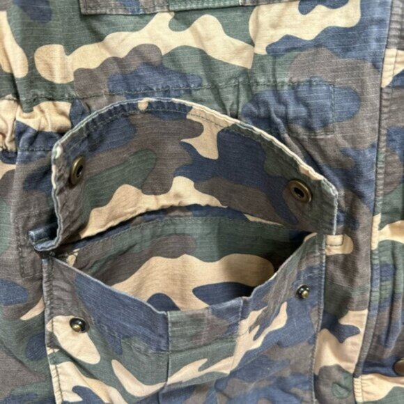 GAP NEW Utility Cotton Military Camo Jacket Pockets Zip Drawcord Lightweight XL - Picture 5 of 16